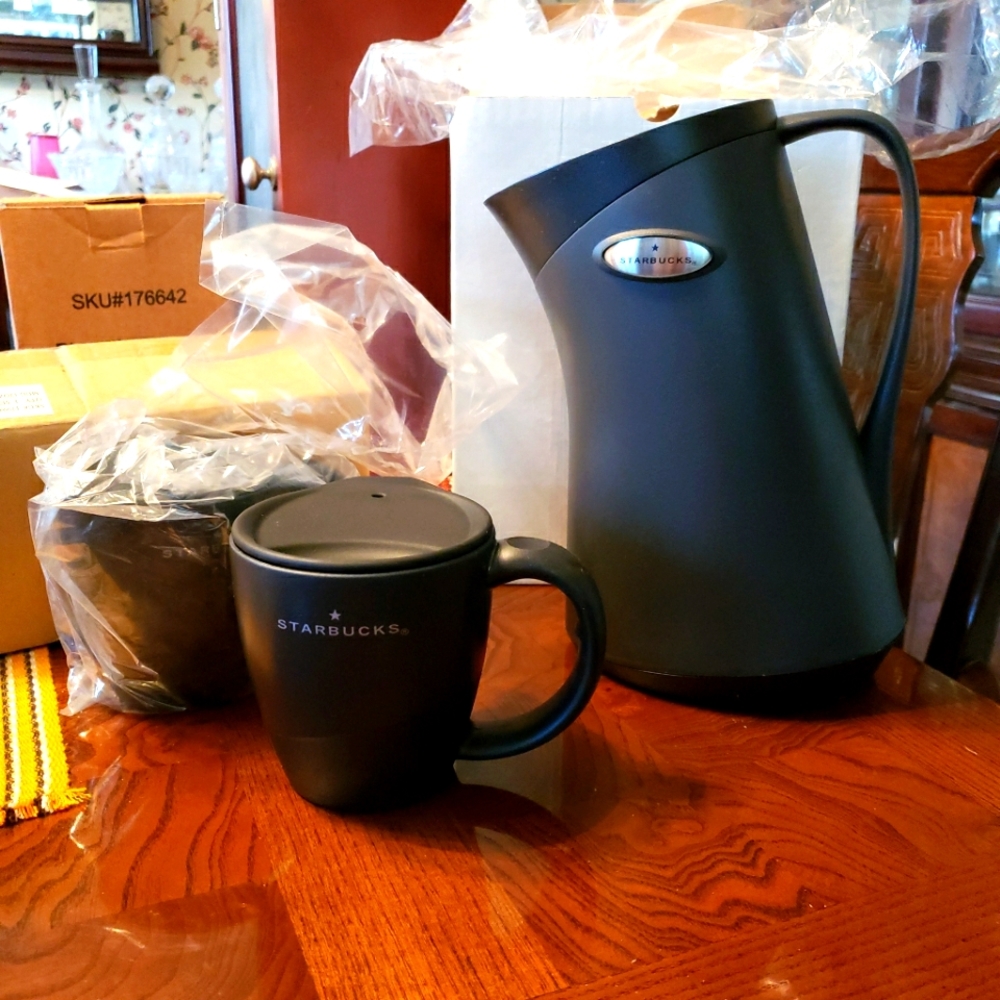 Lmtd Ed Starbucks Thermal Carafe by Migo w/2 travel mugs w/lids by Barista